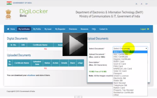 This video explains about the process of Sign in and how to use Digilocker